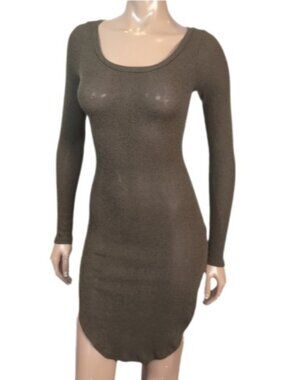 💠 Seductions Long Sleeve Bodycon Sweater Dress Womens Size Small Green
